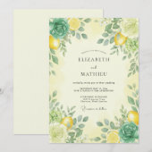 Invitation Jaune Citron Mariage d'Été Zesté (Devant / Derrière)