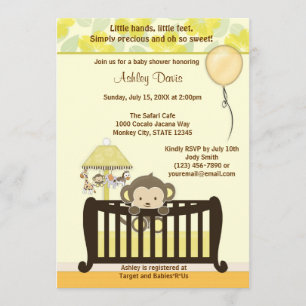 Invitation JAUNE CJ-Y de huche d'invitation de baby shower de