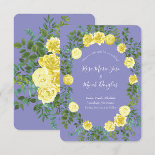 Invitation Jaune Clair & Bleu Péruvienne Mariage Enregistrer