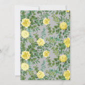 Invitation Jaune clair et gris pivoine et Rose Mariage floral (Dos)