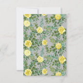 Invitation Jaune clair et gris Rose Floral Mariage Date de sa (Dos)