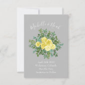 Invitation Jaune clair et gris Rose Floral Mariage Date de sa (Devant)