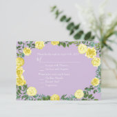 Invitation Jaune clair et Lilac Violet Rose Réponse à l'invit (Debout devant)
