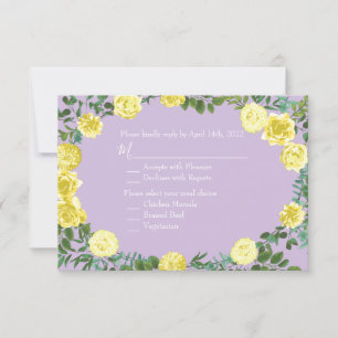 Invitation Jaune clair et Lilac Violet Rose Réponse à l'invit
