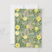 Invitation Jaune clair et Mariage écru Khaki Date de sauvegar (Dos)