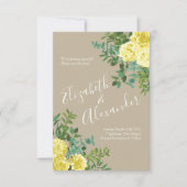 Invitation Jaune clair et Mariage écru Khaki Date de sauvegar (Devant)