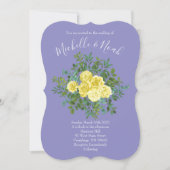 Invitation Jaune clair et périphérique Rose bleu Mariage flor (Devant)