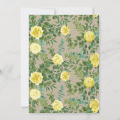 Invitation Jaune clair et Rose écru kaki Mariage floral (Dos)