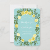 Invitation Jaune Clair & Rose Aqua Sarcelle Date de Mariage E (Devant)