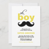 Invitation Jaune classique C'est un Baby shower de moustache (Devant)