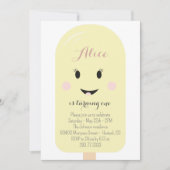 Invitation Jaune Crème de glace rose cône Scoop fête d'annive (Devant)