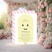 Invitation Jaune Crème de glace rose cône Scoop fête d'annive
