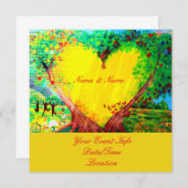 invitation jaune customisée de coeur (Devant / Derrière)