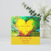 invitation jaune customisée de coeur (Debout devant)