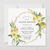 Invitation Jaune Daffodile Carré de brunch de Pâques (Devant)