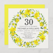 Invitation Jaune Daffodiles Blanches 30e anniversaire (Devant / Derrière)