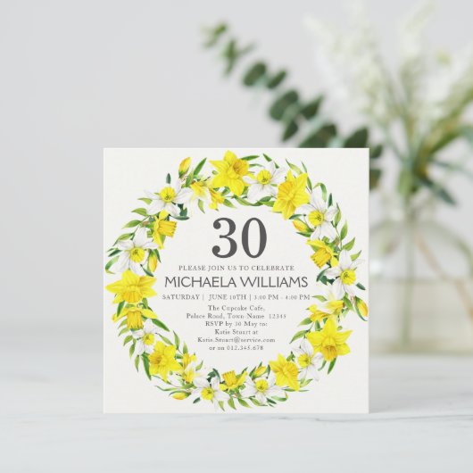 Invitation Jaune Daffodiles Blanches 30e anniversaire (Debout devant)