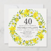Invitation Jaune Daffodiles Blanches Wreath 40e anniversaire (Devant)