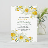 Invitation Jaune Daffodique Blanc Rustique Floral Anniversair (Debout devant)