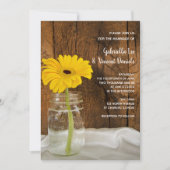 Invitation Jaune Daisy à Mason Jar Pays Mariage de grange (Devant)