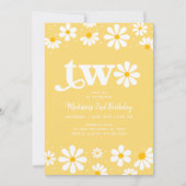 Invitation Jaune Daisy Boho Deuxième anniversaire (Devant)