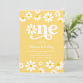 Invitation Jaune Daisy Boho Premier anniversaire (Debout devant)