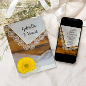 Invitation Jaune Daisy et dentelle Pays Mariage