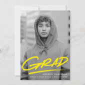 Invitation Jaune | Dashed Photo Graduation Party (Devant)