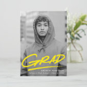 Invitation Jaune | Dashed Photo Graduation Party (Debout devant)