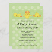 Invitation jaune de baby shower de canard (Devant / Derrière)