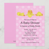 Invitation jaune de baby shower de canard (Devant / Derrière)