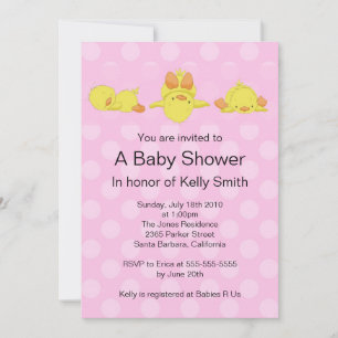 Invitation jaune de baby shower de canard