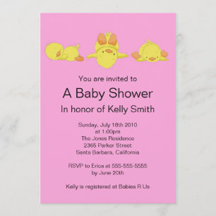 Invitation jaune de baby shower de canard