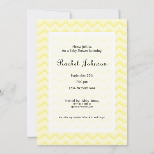 Invitation jaune de baby shower de Chevron (Devant)
