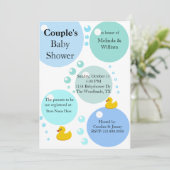 Invitation jaune de baby shower de Duckys et de (Debout devant)