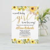 Invitation jaune de baby shower de tournesols pour (Debout devant)