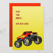 Invitation jaune de camion de monstre (Devant / Derrière)