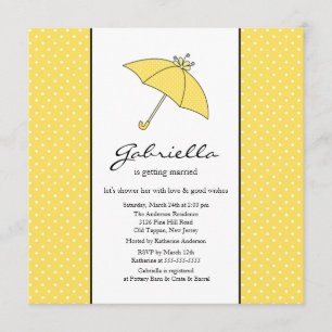 Invitation jaune de Fête de la mariée de parapluie