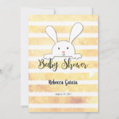 Invitation Jaune de lapin blanc sur sous Baby shower jeu (Dos)