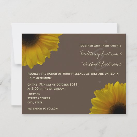Invitation jaune de mariage de automne de (Devant)