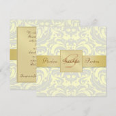 Invitation jaune de ruban d'or de monogramme de (Devant / Derrière)