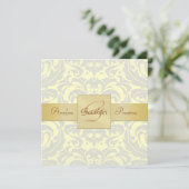 Invitation jaune de ruban d'or de monogramme de (Debout devant)