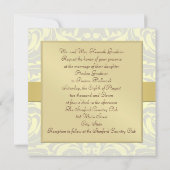 Invitation jaune de ruban d'or de monogramme de (Dos)