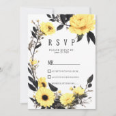 Invitation Jaune d'été gris foncé marguerite floral RSVP (Devant)