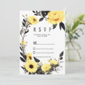 Invitation Jaune d'été gris foncé marguerite floral RSVP (Debout devant)