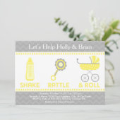 Invitation Jaune d'invitation de baby shower - secousse, (Debout devant)