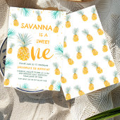 Invitation Jaune doux moderne un ananas 1er anniversaire