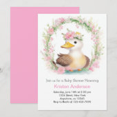 Invitation Jaune Duckling Dreams Baby shower fille (Devant / Derrière)
