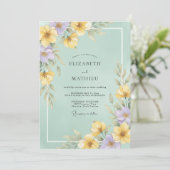 Invitation Jaune écume de mer Fleur de pervenche Eucalyptus M (Debout devant)