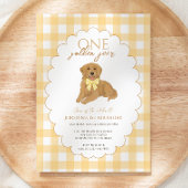 Invitation Jaune En vichy un an d'or 1er anniversaire chiot